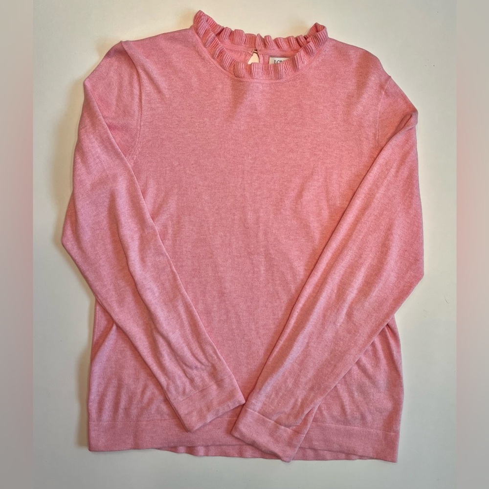 🎉 *3 for $25* J Crew Light Pink Ruffle Neck Sweater - Medium